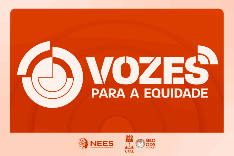 Imagem de representação do podcast contendo texto que diz "Vozes para a equidade"