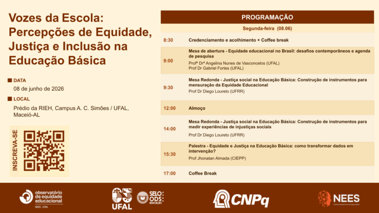 Vozes da Escola: Evento debate equidade, justiça e inclusão na educação básica a partir de pesquisas recentes